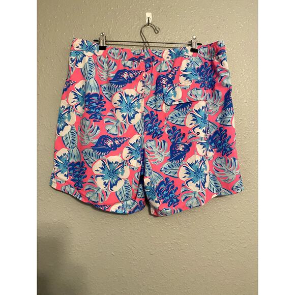 Vineyard Vines Pink Blue Swim Trunks Shorts Pockets Swim Shorts Floral - Picture 2 of 9